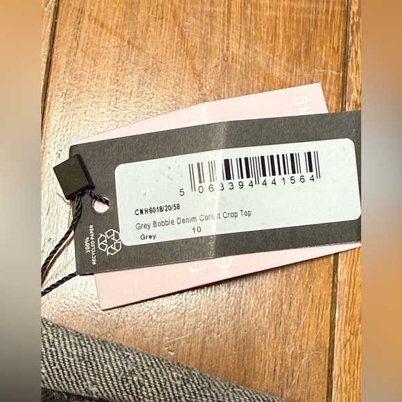PrettyLittleThing Grey Bobble Denim Corset Crop Top Size US 6 UK 10 NWT - Picture 4 of 9